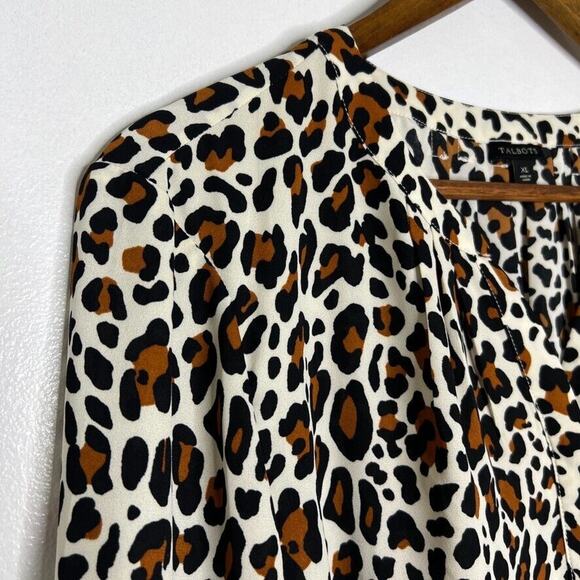 Talbots Size XL Leopard Print Long Sleeve Blouse Top Women's - Picture 5 of 9